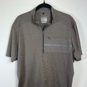 Shimano Womens Cycling Jersey Gray Brown Bike Shirt Short Sleeve 1/4 Zip Size XL